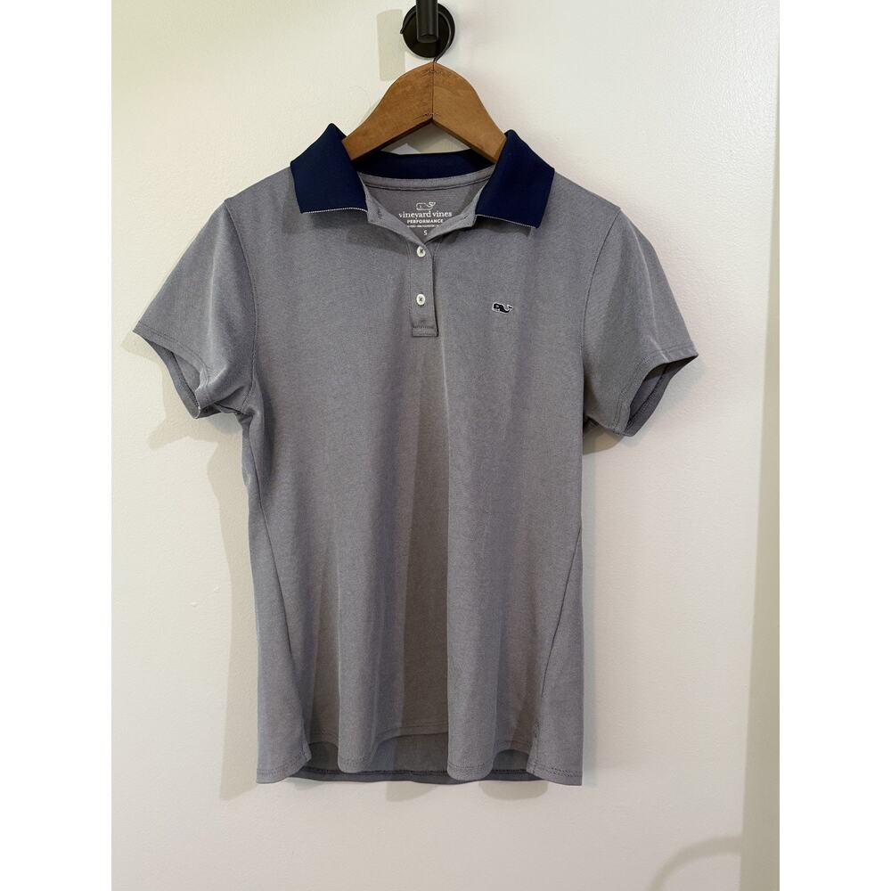 Vineyard Vines Shirt Women’s Navy Blue Striped Polo Short Sleeve Size S